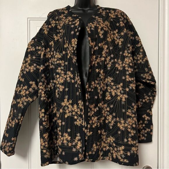 Tapestry Quilted Patchwork Embroidered Floral Jacket Black Brown Gold Coat XL - Picture 5 of 16